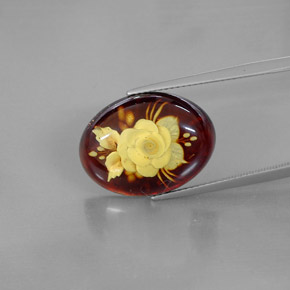 Ambre orange naturelle transparent, 5,44 ct, transparent / translucide
