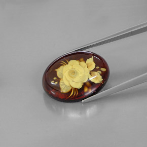 Ambre orange naturelle transparent, 5,44 ct, transparent / translucide