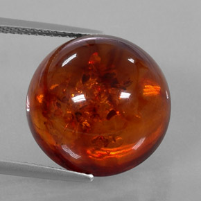 Ambre orange naturelle transparent, 6,14 ct, transparent / translucide