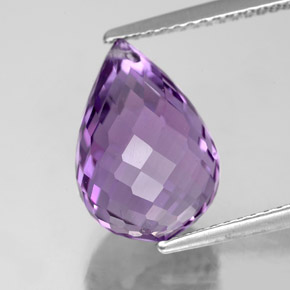 Améthyste violet naturelle briolette, 5,73 ct, VVS