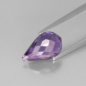 Améthyste violet naturelle briolette, 4,16 ct, VVS