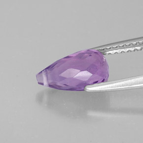 Améthyste violet naturelle briolette, 1,54 ct, VS