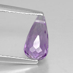 Améthyste violet naturelle briolette, 1,28 ct, VS