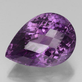Améthyste violet naturelle en forme de poire, 27,20 ct, VVS