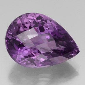 Améthyste violet naturelle en forme de poire, 27,20 ct, VVS