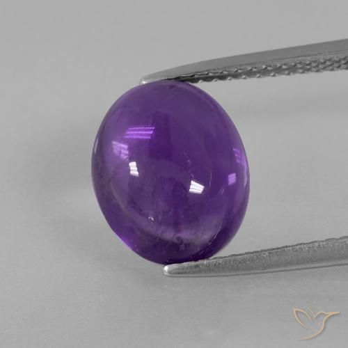 Améthyste Violet moyen-léger naturelle ovale, 3.85 ct, Transparent