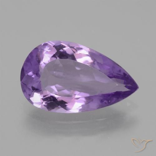 Améthyste Violet moyen naturelle En forme de poire, 6.48 ct, VS