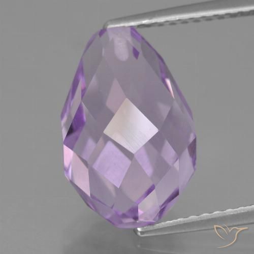 7.63ct Naturel Violet rosâtre léger Améthyste, Briolette, VS