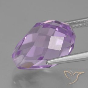 Améthyste Violet rosâtre léger naturelle Briolette, 7.63 ct, VS