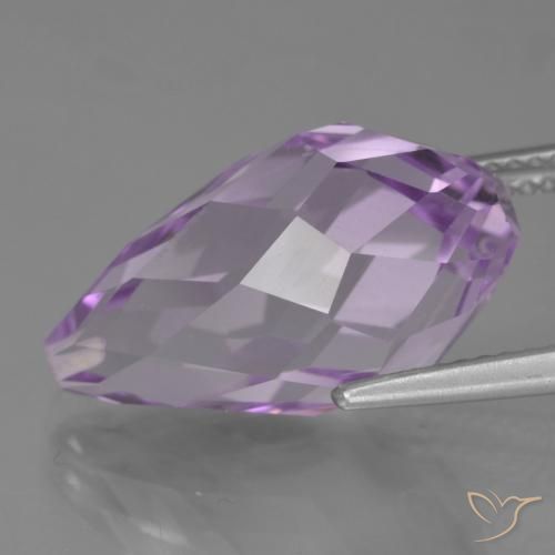 Améthyste Violet rosâtre moyen naturelle Briolette, 11.68 ct, VVS-VS
