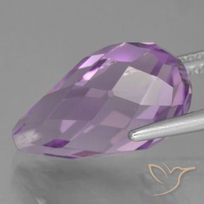 Améthyste Violet rosâtre moyen naturelle Briolette, 8.81 ct, VS
