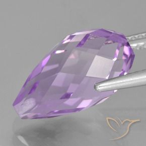 Améthyste Violet Rosâtre naturelle Briolette, 6.31 ct, VS