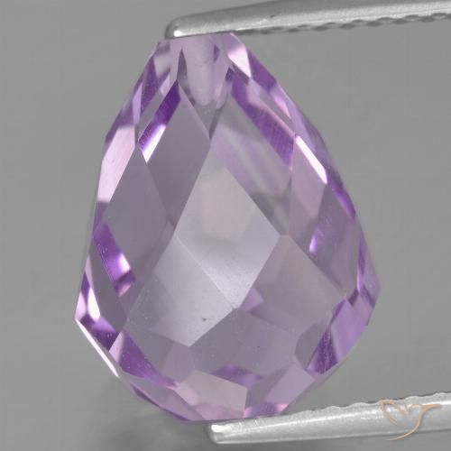 6.36ct Naturel Violet iris rosâtre Améthyste, Briolette, VS