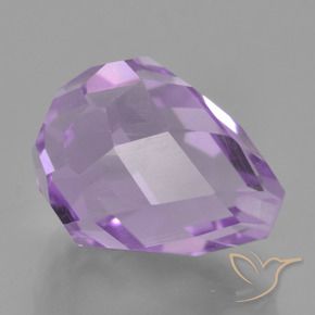 Améthyste Violet iris rosâtre naturelle Briolette, 6.36 ct, VS