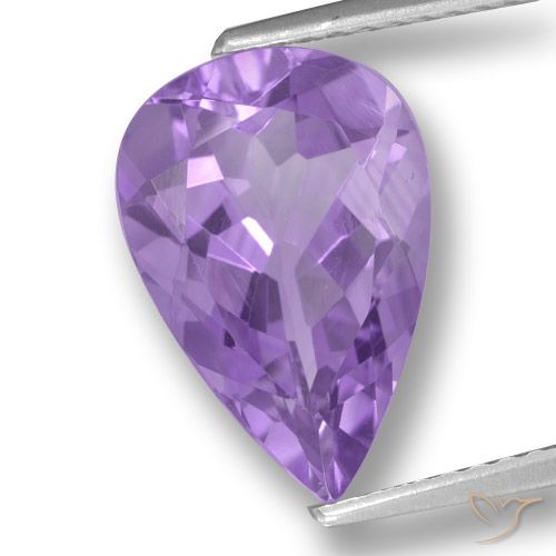 Améthyste Violet moyen naturelle En forme de poire, 3.44 ct, VVS