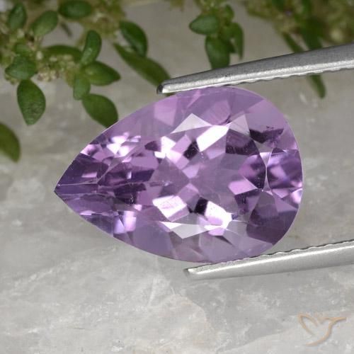 Améthyste Violet moyen naturelle En forme de poire, 3.43 ct, VS