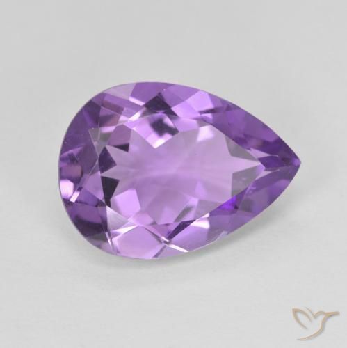 Améthyste Pourpre violacé moyen naturelle En forme de poire, 4.58 ct, VVS