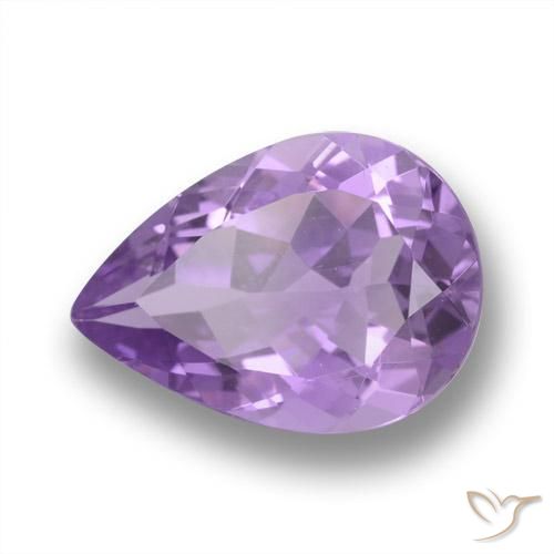 Améthyste Violet moyen naturelle En forme de poire, 4.18 ct, VVS
