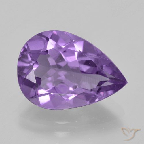 4.44ct Naturel Violet moyen Améthyste, En forme de poire, VVS