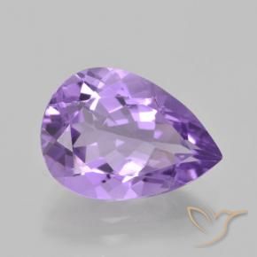 Améthyste Violet moyen naturelle En forme de poire, 4.48 ct, VVS