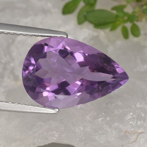 4.56ct Naturel Violet moyen Améthyste, En forme de poire, VVS