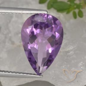 Améthyste Violet moyen naturelle En forme de poire, 4.56 ct, VVS