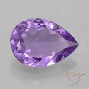 Améthyste Violet moyen naturelle En forme de poire, 3.92 ct, VVS-VS
