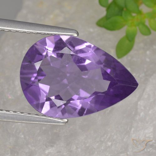 3.81ct Naturel Violet moyen Améthyste, En forme de poire, VVS-VS