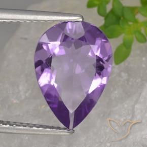 Améthyste Violet moyen naturelle En forme de poire, 3.81 ct, VVS-VS