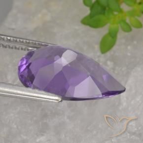 Améthyste Violet moyen naturelle En forme de poire, 3.81 ct, VVS-VS