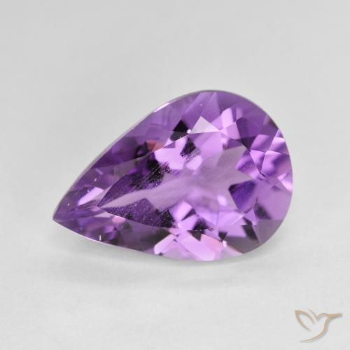 Améthyste Violet moyen naturelle En forme de poire, 4.22 ct, VVS-VS