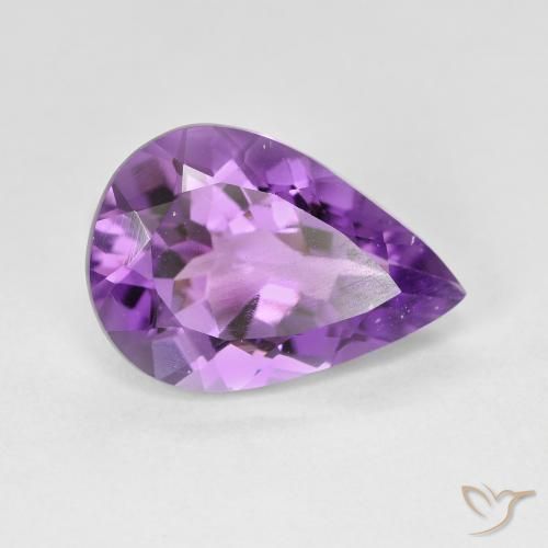 Améthyste Violet moyen naturelle En forme de poire, 4.22 ct, VVS-VS