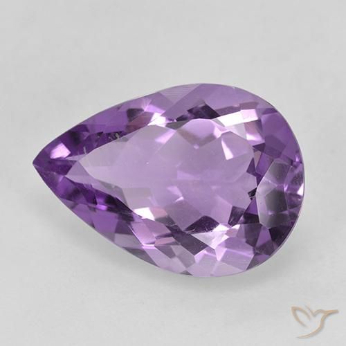 Améthyste Violet moyen naturelle En forme de poire, 4.09 ct, VVS-VS