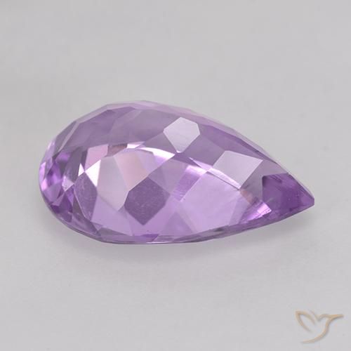 Améthyste Violet moyen naturelle En forme de poire, 4.09 ct, VVS-VS