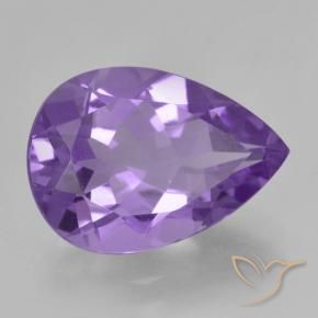Améthyste Violet moyen naturelle En forme de poire, 4.39 ct, VVS