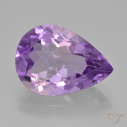 4.36ct Naturel Violet moyen Améthyste, En forme de poire, VVS-VS