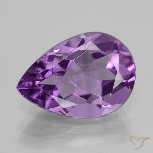Améthyste Violet Rosâtre naturelle En forme de poire, 4.61 ct, VVS