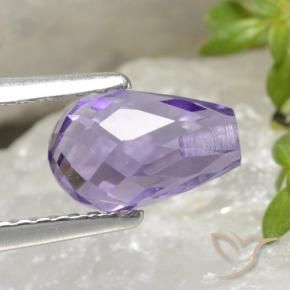 Améthyste Violet clair naturelle Briolette, 1.42 ct, VVS-VS