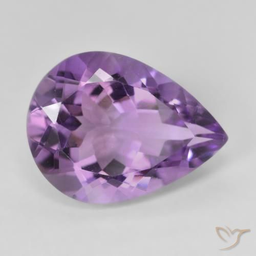 Améthyste Medium Light Purplish-Violet naturelle En forme de poire, 6.68 ct, VVS-VS
