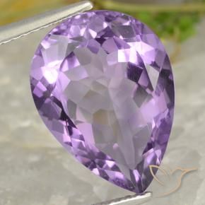 Améthyste Violet moyen naturelle En forme de poire, 7.05 ct, VVS-VS