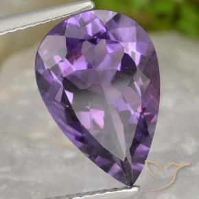 Améthyste Violet moyen naturelle En forme de poire, 4.52 ct, VVS-VS