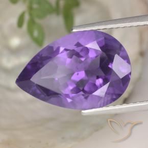 Améthyste Violet foncé naturelle En forme de poire, 4.72 ct, VS