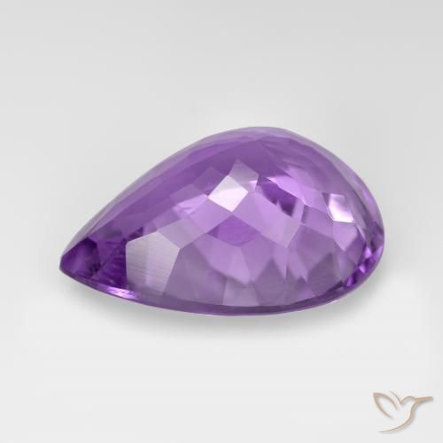Améthyste Violet moyen naturelle En forme de poire, 7.04 ct, VVS-VS