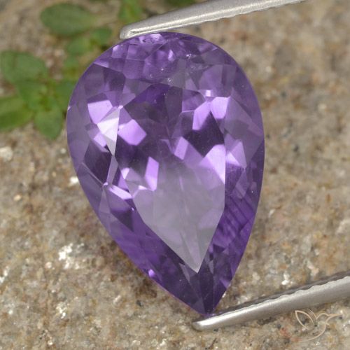 5.37ct Naturel Violet moyen Améthyste, En forme de poire, VS