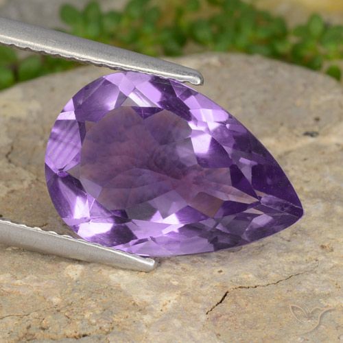 4.52ct Naturel Violet moyen Améthyste, En forme de poire, VVS-VS