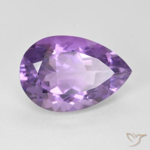 Améthyste Violet moyen naturelle En forme de poire, 5.41 ct, VVS-VS