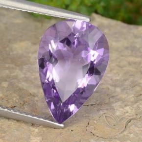 Améthyste Violet moyen naturelle En forme de poire, 6.34 ct, VVS-VS