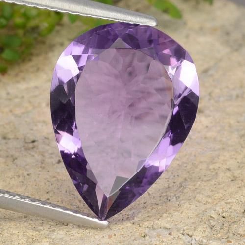 Améthyste Violet Rosâtre naturelle En forme de poire, 5.73 ct, VVS-VS