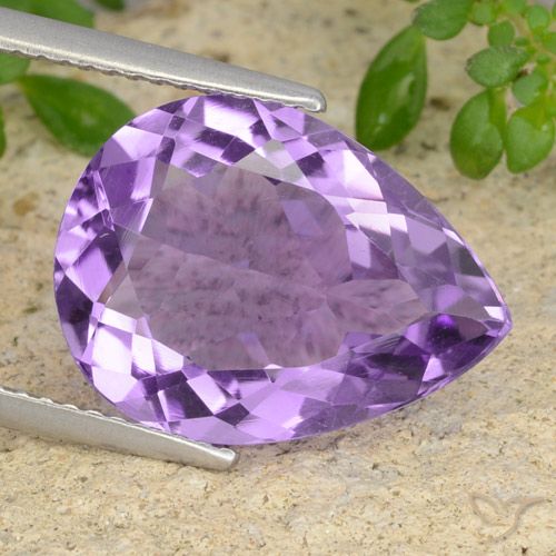 6.43ct Naturel Violet moyen Améthyste, En forme de poire, VVS-VS