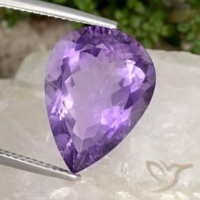 Améthyste Violet moyen naturelle En forme de poire, 8.73 ct, VVS-VS